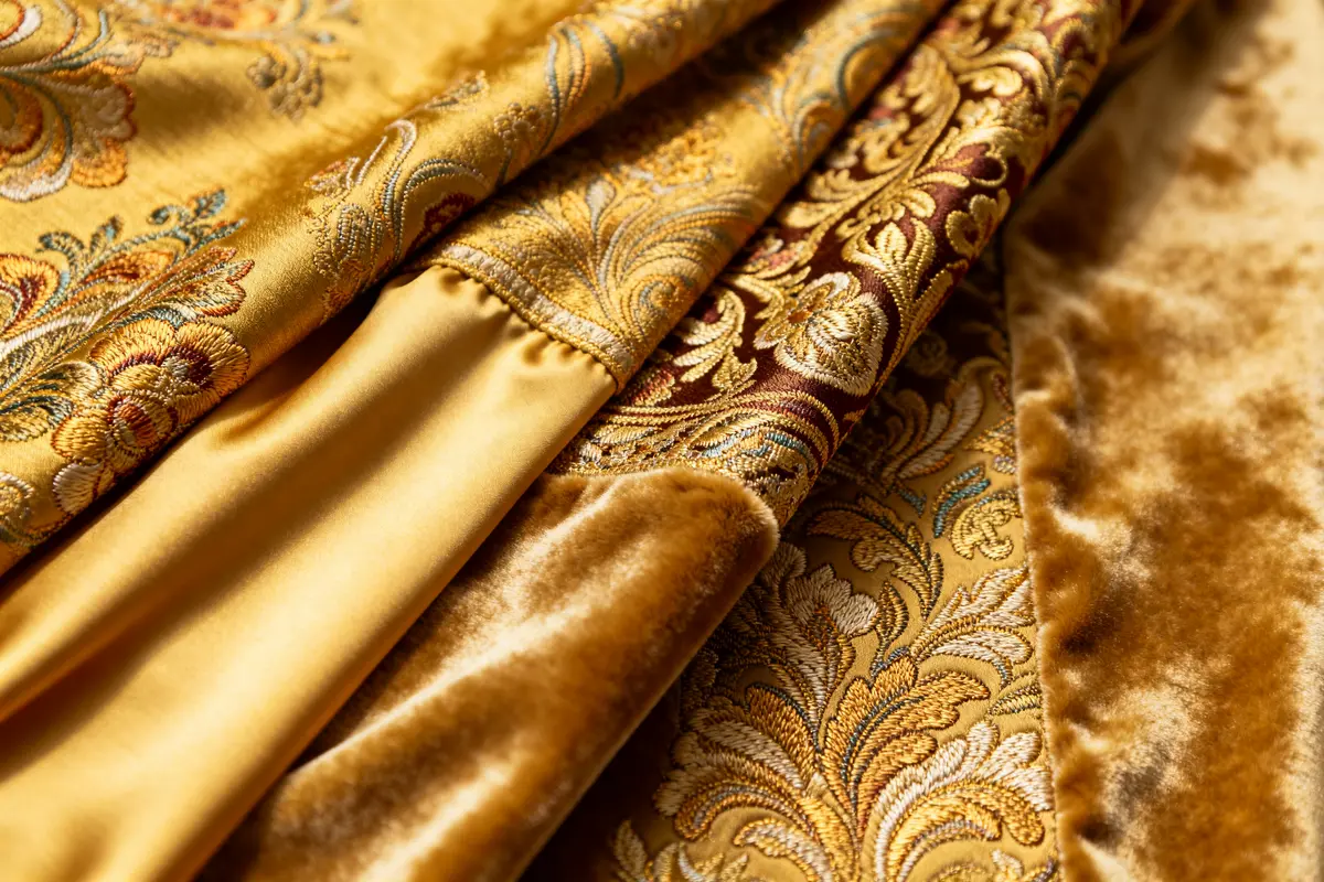 Tissu doré : guide mode et décoration pour un look éclatant